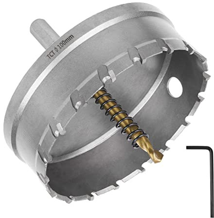 Flintronic Sega a Tazza Bimetallica, 100 mm TCT Carburo Fresa/Trapano in Acciaio Inossidabile di Grado Industriale per Impieghi Gravosi,per il Taglio di Metallo, Lega di Alluminio, Plastica e Legno