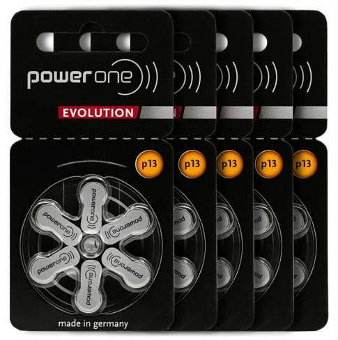 Power One Evolution Size 13 Hearing Aid Batteries - 1.45V Zinc Air with Improved Battery Life (30 Batteries)