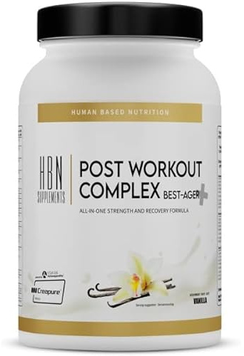 HBN - Post Workout Complex - Best Ager - 1275g Geschmack Vanilla I 15 Portionen I Pulver I Muskelaufbau I Creatin Creapure I Ashwaganda KSM-66 I Whey Protein I Milchprotein