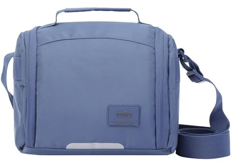 TOTTO - Bolsa Térmica Porta Alimentos 9 L, Modelo Grafito, 25.5 x 20.5 x 18.5 cm, Bolsa Comida Trabajo, Apertura 180º, Asa de Mano, Correa Ajustable y Removible, Pasador para Ruedas, Color Meli Azul