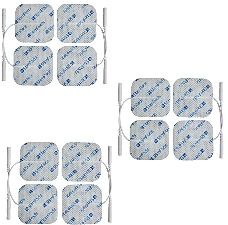 StimPads EMS und TENS Elektroden Pads - 12er-Pack von 50X50mm mit 2mm Universal Pin - Anschluss Elektroden - Zuverlässig und Qualitativ Hochwertige Klebeelektroden - Zertifiziertes Medizinprodukt