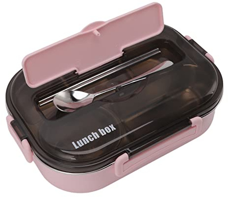 Contenedor de Almuerzo Térmico Acero Inoxidable con Tazón Sopa Palillos Cuchara para Adultos y Niños Rosa
