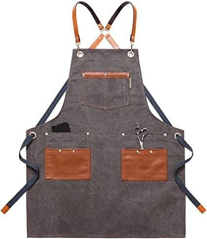 AKSHVA Arbeitsschürze Holzbearbeitung Arbeitsschürze Canvas Küchenschürze Koch Arbeitsschürze Bar Shop Cafés Schönheit for Männer Frauen (Color : A)
