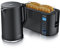 Arendo - Wasserkocher mit Toaster SET Edelstahl Schwarz, Wasserkocher 1,5L 40° 100°C Warmhaltefunktion Toaster 4 Scheiben LED-Display 6 Bräunungsgrade Brötchaufsatz