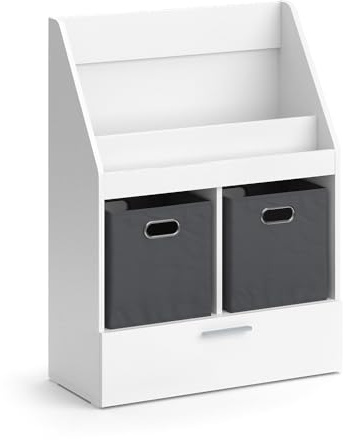 Vicco Bücherregal Luigi, Regal für Bücher, Weiß, 72 x 96.2 cm Mit Faltboxen