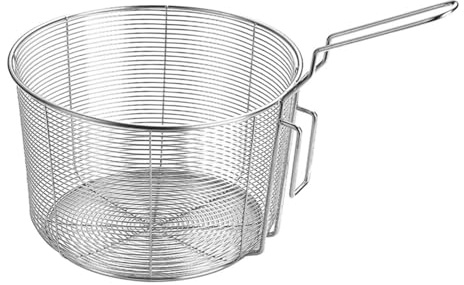 Panier de vidange en acier inoxydable, panier à frire profond, panier à frire, panier à frire rond en maille métallique, passoire à bouillir les aliments avec poignée pour la cuisson de la friture (18