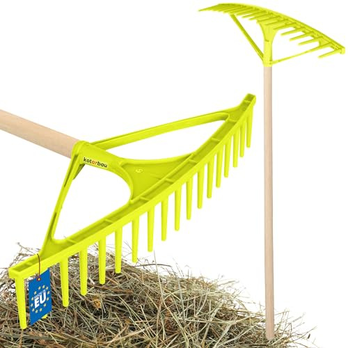 KOTARBAU® Trädgårdskratta - Räfsa - Plast - 64 cm - Mintgrön - med Skaft - 18 Tänder - Lövräfsa - för Gräs - Häckklippning - Lövkratta - Plastkratta
