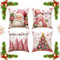 4 Piezas Cojines Navidad, Fundas Navideñas para Cojines 45x45, Navidad Fundas Cojines, Decoracion Navidad Hogar, Cojin Decorativa Hogar Almohadas Fundas para Sala de Estar Sofá Cama Coche, Rosa