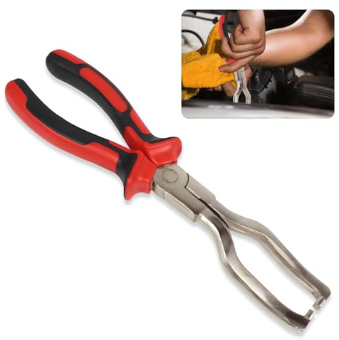 Carbon Steel Electrical Connector Disconnect Pliers, Automotive Hose Fuel Line Clip Removal Pliers, Universal Car Petrol Clip Pipe Pliers Removal Tool for Release Long Spark Plug (Red)