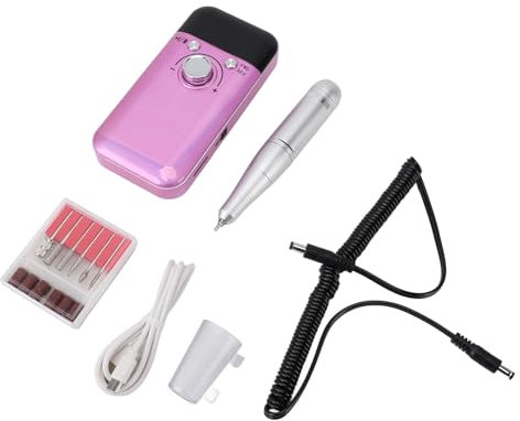 Perceuse à Ongles électrique Rechargeable avec 6 Têtes de Meulage, Polisseuse de Manucure Portable 0-45 000 Tr/min, Lime à Ongles électrique, pour Salon de Manucure