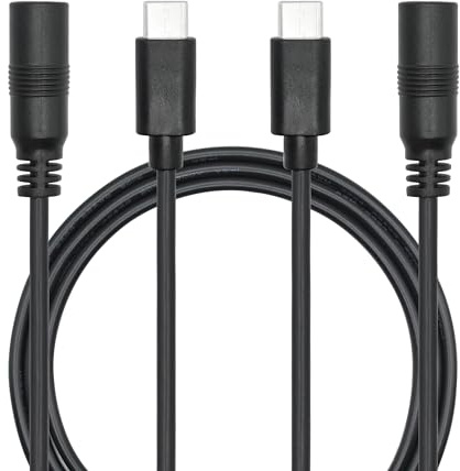 DC 5.5mm x 2.5mm to USB C Power Cord 1M/3FT, DC 5525 Female to USB Type C Male Plug 5V 3A Power Charging Cord Extension Cable, for LED Desk Lamp, Small Fan Etc Other USB Type C Port Device (2Pcs)