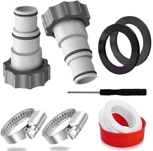 Yuecoom Pool-Schlauchadapter, mit Gewinde auf Klemme, Pool-Schlauch-Adapter-Set, Pool-Pumpen-Schlauchverbinder mit Klemmscheibe, Ersatz-Schlauchadapter mit Gewinde auf Klemme für