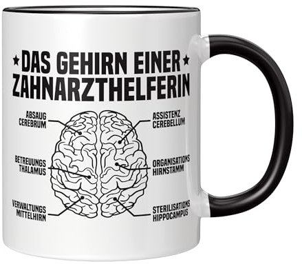 CupHaven® Zahnarzthelferin Tasse Das Gehirn einer Zahnarzthelferin Zahnmedizinische Fachangestellte ZFA Kaffeetasse Kaffeebecher Becher Geschenk Geschenkidee