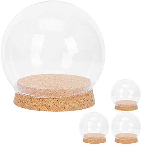 Cake carrier tins for storing,Cloche Glass Dome 4pcs Glass Dome Cloche with Lights Wood Base Globe Terrarium Jar Eternal Flower Cover Holder Ornament Stand for Lanscape Rose 12CM Globe Plant Terrarium