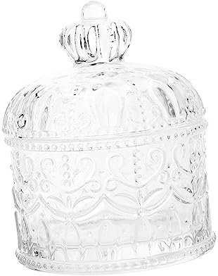 Ciieeo Glass Handicraft Jewelry Box for Rings and Brooches Candy Jar Storage Container Scandinavian Style Decorative Ornament for Home Display