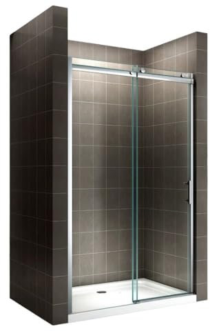 MOMENTS OF GLASS Mampara de Ducha Viola – Puerta Corredera, Cristal ESG 8 mm Transparente (cromo, 140x200 cm)