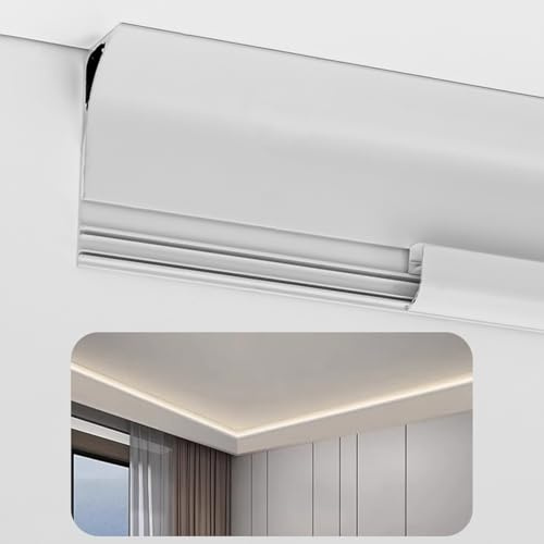 Générique Plinthe LED pour Chambre à Coucher, Salon, Plafond Suspendu à Fentes en Aluminium avec corniche LED d'angle et Accessoires (Blanc, 1 pièce)