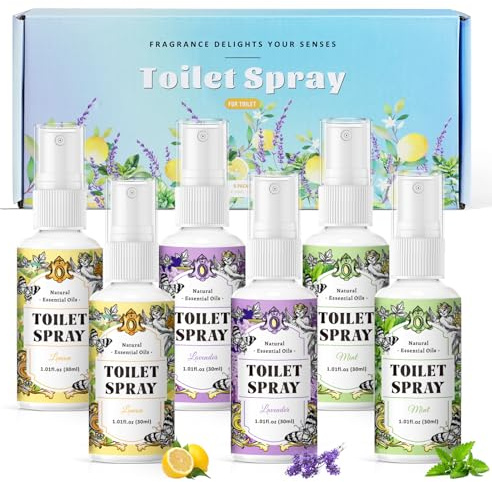 SCENTORINI Spray Per WC e Toilette 30ml x6, Fragranza di Limone, Menta, Lavanda Profumo Naturale Rinfrescante per Bagno, WC, Tessuti e Spazi Esterni