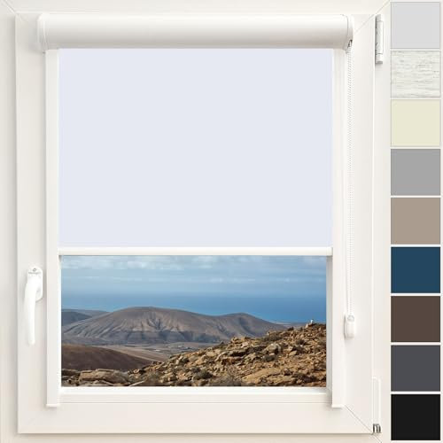 Kassettenrollo Verdunkelungsrollo Thermo Rollo | Fertigung nach Maß | Zum Anschrauben oder Kleben | Für Türen und Fenster | Thermostoff Blackout | Mit Kassette und Führungsschienen | Farbe Weiß