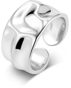 ALEXCRAFT Breit Ringe Chunky Hammered Verstellbare Klobige Offen Ring Damen