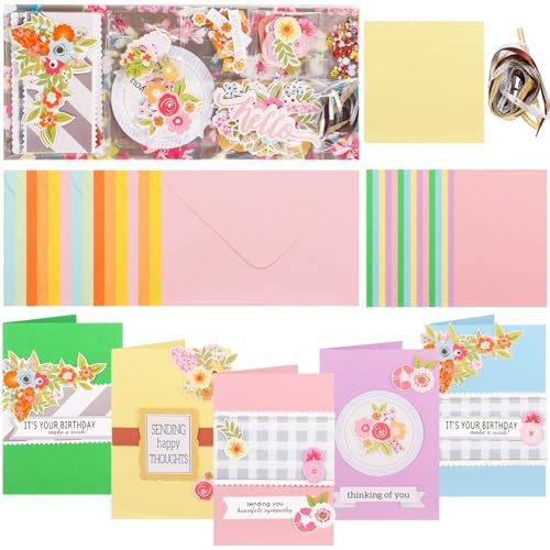 yeeplant Kit de fabricación de tarjetas de felicitación personalizadas para manualidades, incluye tarjetas de papel, sobres, calcomanías y más para cualquier celebración
