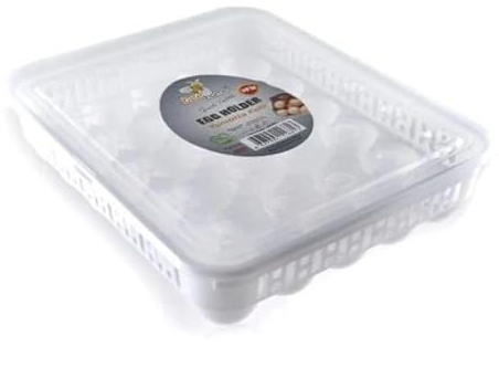 Plastic Egg Storage Container Box with Lid - Holds 30 Eggs Stackable Fridge Egg Tray, Durable Plastic Organizer for Kitchen Refrigerator and Freezer