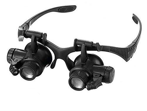 Headband Magnifier,Magnifier Glasses with LED Light,Eyewear Loupe with Light Headband Magnifying for Worker Repairing Watches Set Watchmaker