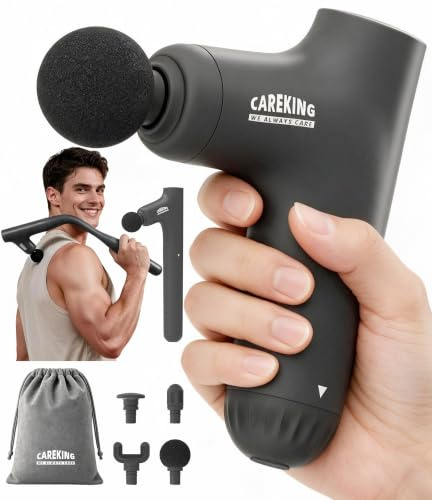CAREKING WE ALWAYS CARE Convertible 3-in-1 Massage Gun Deep Tissue with Extended Handle, Back Pain Relief Percussion Muscle Massager for Neck Shoulder Men Women，FSA-HSA Eligible