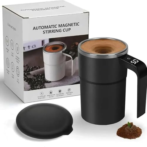Eowduk SpinBrew Mug – Tazza da caffè magnetica auto-mescolante con display temporaneo (nero)
