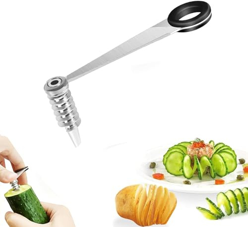 1 Stücke Edelstahl Rettichschneider, Metaltex Rettichschneider Edelstahl, Spiralschneider Kartoffel Kartoffel, Spiral Chips Cutter für Kartoffelturmpartys, Grillabende und Camping