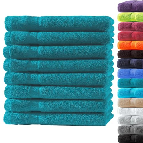 Loomiva 8er Set Premium Qualität Gästetücher | 500g/m² | 100% Baumwolle | Extra Weich | Öko-TEX Standard 100 | 30x50 cm | Petrol