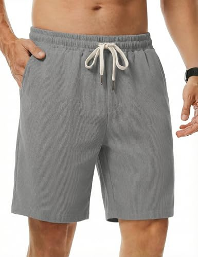 iClosam Short Homme Velours Côtelé Bermuda Coupe Droite,XS-3XL | Velours côtelé doux avec taille élastique et cordon ajustable, coupe confortable pour un usage quotidien décontracté