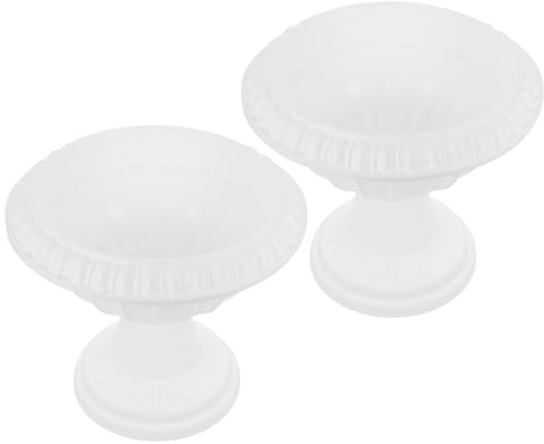 POPETPOP Roman Column Flowerpot 2pcs, 30cm White Plastic Planters with Drainage Holes for Indoor Balcony Scindapsus Planting, Multipurpose Nursery Pots for Home Gardening