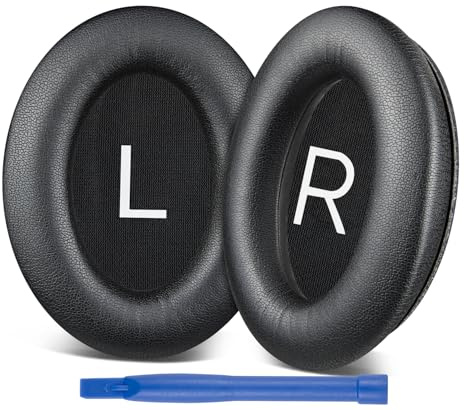 SOPROM Öronkuddar Professionella Ersättning för Bose QuietComfort 45 (QC45)/QuietComfort SE (QC SE)/New QuietComfort Trådlösa Over-Ear Hörlurar, mjuka Öronkuddar av Proteinläder - Svart