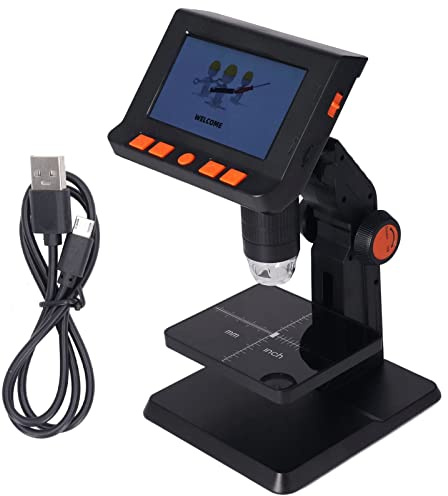 SustVita Microscopio Digital cámara HD de 1080P y Pantalla LCD de 4,3 Pulgadas, Zoom Continuo de 1-1000x, admite Tarjeta de 128 GB para recolección de Moneda y Joyas