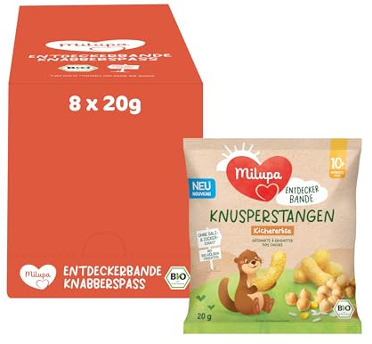 Milupa Entdeckerbande – Knusperstangen Kichererbse – 8x20g – Ab 10+ Monaten