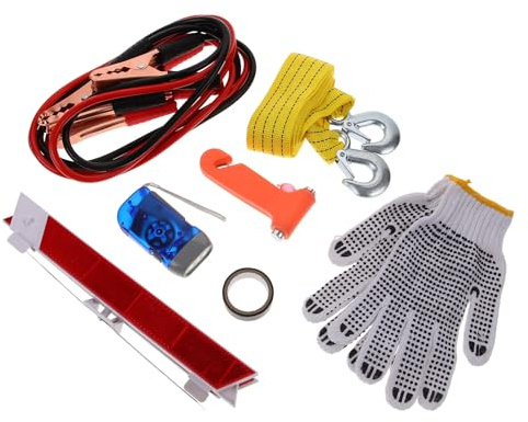 LOORGVEL Kit Automobile D'urgence 8 Pièces pour Véhicule, Trousse Multifonction Compacte de Dépannage Routier, Ensemble D'outils pour Voiture, Accessoires pour Assistance Sécurité