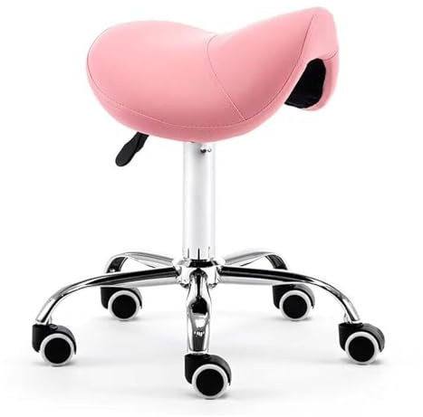 LQVAIPT Sgabello da sella con rotelle idraulico: moderno sedile girevole su ruote, comoda poltrona di bellezza for un sano supporto for la schiena(Pink)