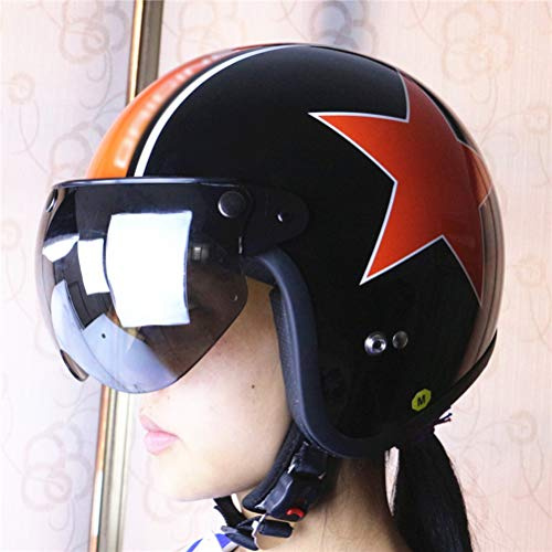 SIXRUN Visiera Universale per Casco retrò a 3 Scatti, Lente per PC, Protezione Solare Antivento per metà Viso e Caschi da Moto 3/4 (#2)