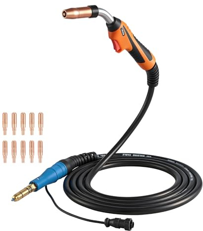 VEVOR Torcia MIG per Saldatura 250A con Cavo da 4,57 m, Pistola MIG per Saldatura a Bobina con Miller (MDX-250), 11 Punte di Contatto di Ricambio e Impugnatura Ergonomica, per Officina e Industria