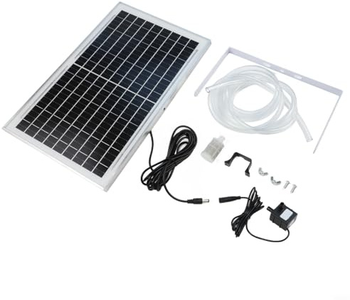 GANCEI Kit pannello solare 9V 10W con staffa, pompa dell'acqua sommergibile 240L/H, sollevamento 25m, tubo 8mm, per stagno dei pesci, acquario, fontana da giardino