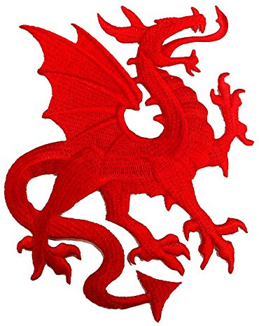1 Applikation Wappen Drachen 14 x 11,5cm Farbe: Rot vor226-8 re
