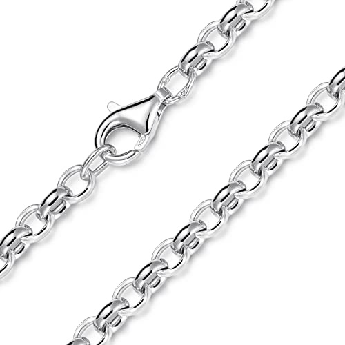 MATERIA by Matthias Wagner Erbskette 925 Silber 4mm Halskette Herren Damen Kette 40-70 cm rhodiniert oval K67
