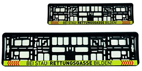 2x Kennzeichenhalter NummerschildhalterBei Stau Rettungsgasse bilden Feuerwehr Warenfux24