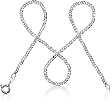 modabilé Panzerkette Damen Halskette aus 925er Sterling Silber (35cm-90cm lang 2,1mm breit) Silberkette 925 ohne Anhänger Silberne Kette für Frauen