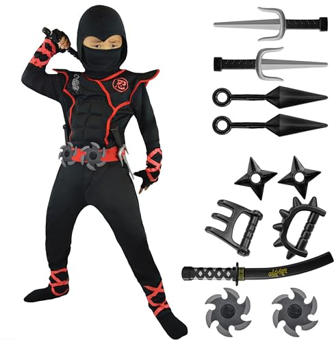 Spooktacular Creations Costume Operato da Ninja Deluxe con Pugnali Ninja e Stelle da Lancio per Unisex Bambino