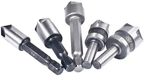 Juego de brocas de avellanado KATUR, 5 flautas Fregadero de avellanado Brocas de carpintería Fresa de chaflán de chapa de trabajo de metal, Juego de herramientas combinadas de 5 piezas