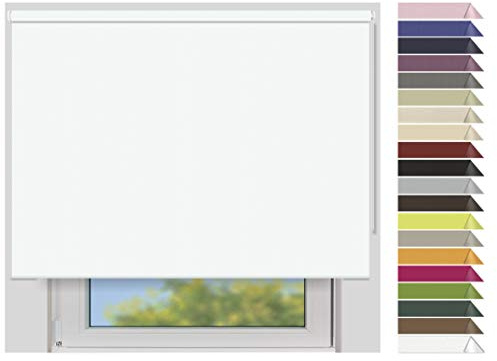 EFIXS Verdunklungsrollo Maxi - Rollos nach Maß - 32 mm Rollowelle - Stoffbreite bis 250 cm, Höhe bis 300 cm - Hier: bis 160 cm x 240 cm (BxH) - Weiss (7943) - mit & ohne Bohren