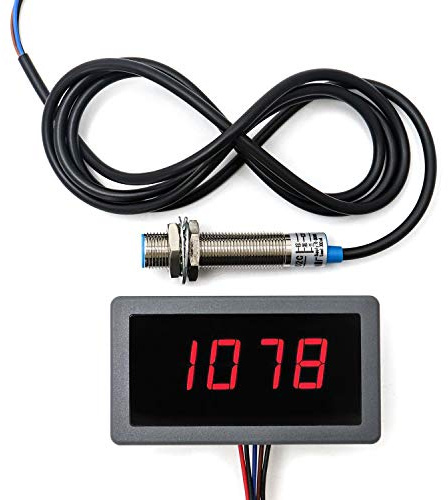 QWORK 4 digital LED-display varvtalsmätare RPM hastighet meter panel induktiv halleffektsensor Npn approximationsbrytare