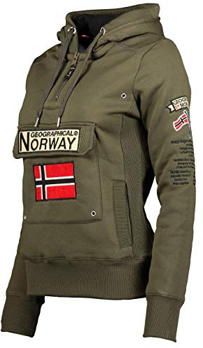 Geographical Norway GYMCLASS Lady – Damen-Sweatshirt, Kapuze, Känguru-Taschen, lässig, langärmlig, warm – Hoodie Top Sport